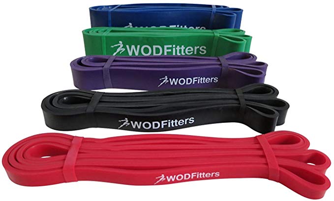 WODFitters Pull Up Assistance Band for Stretching, Mobility Workouts, Warm Up, Recovery, Powerlifting, Home Fitness and Exercise - Single Band