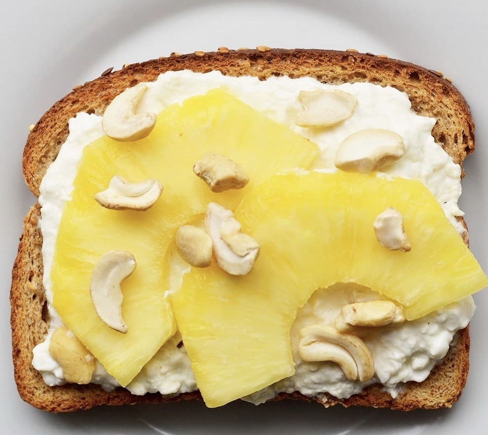 Pineapple, Cottage Cheese, Cashew Toast