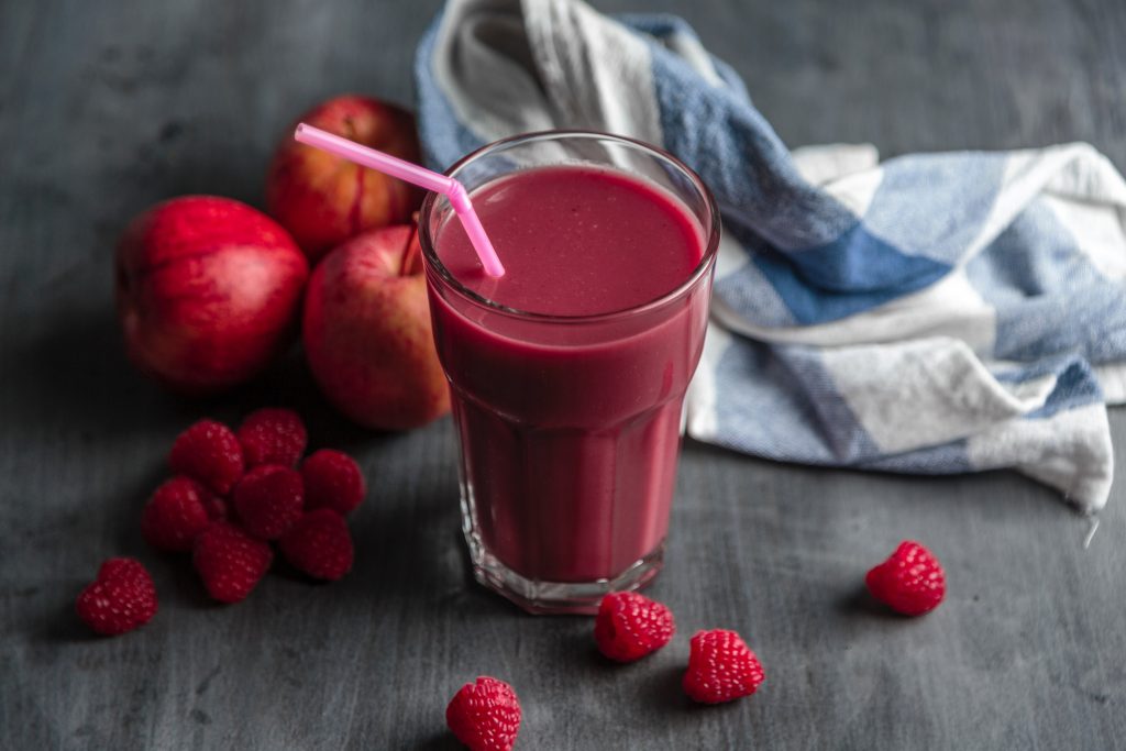A glass of mixed berries healthy smoothie.