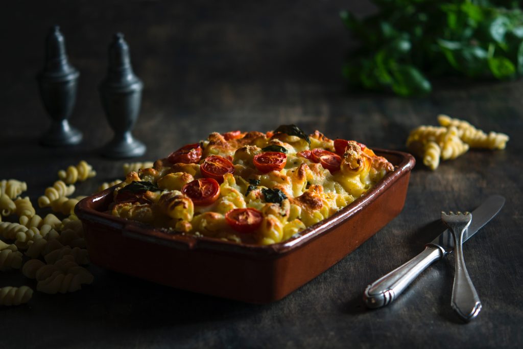 Taco Casserole Dish on table with silverware