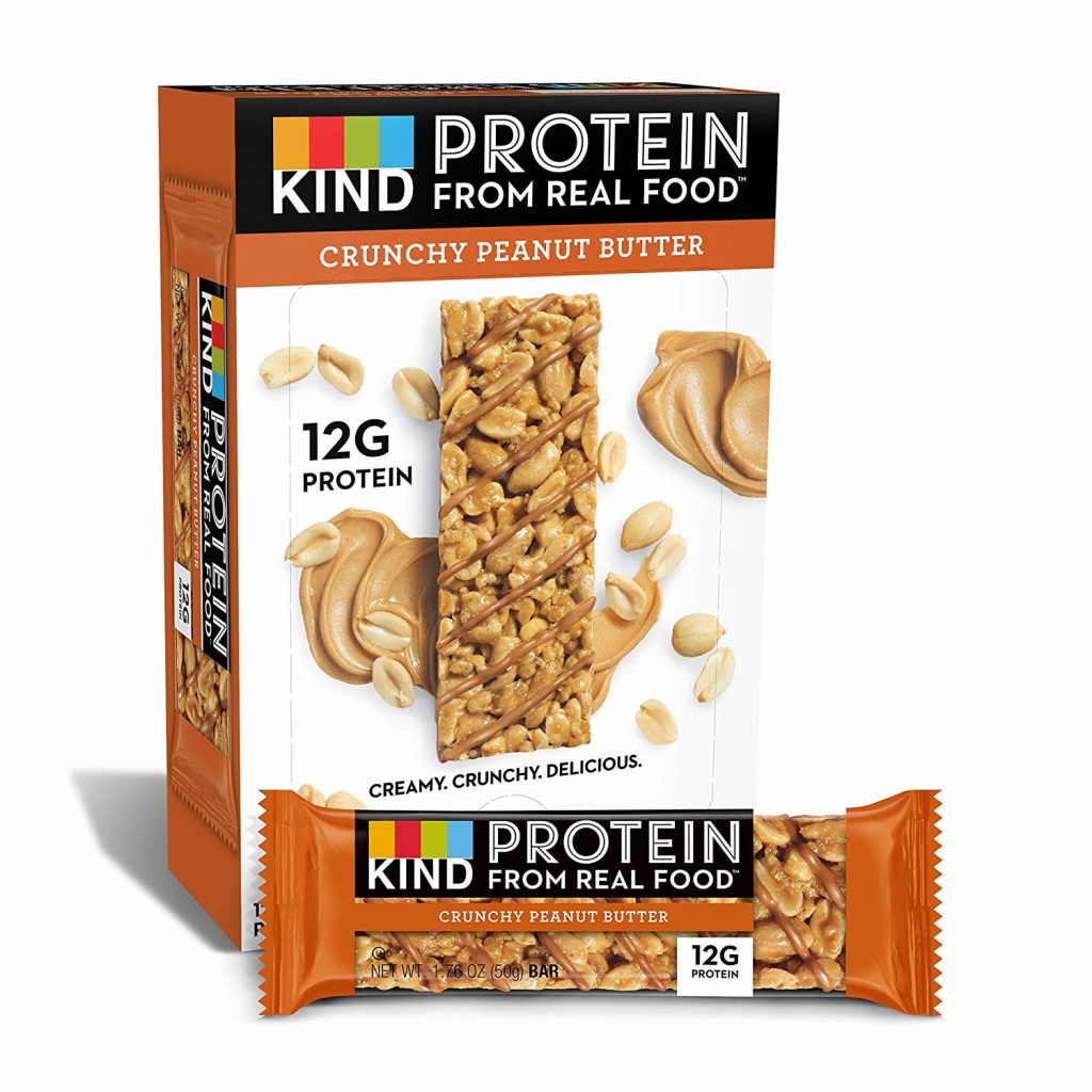 A box of KIND crunchy peanut butter Protein bars