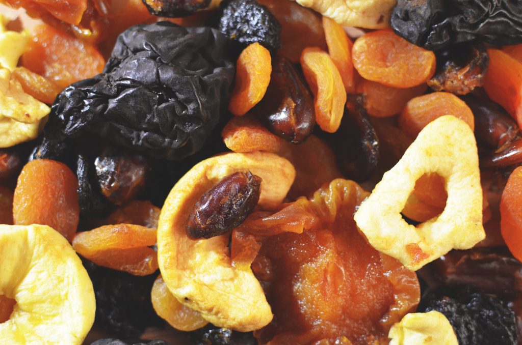 Close up shot of dried fruits.