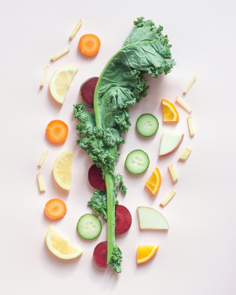 Assorted fruits and vegetables as a salad ready for a heart-healthy food to eat on the go.