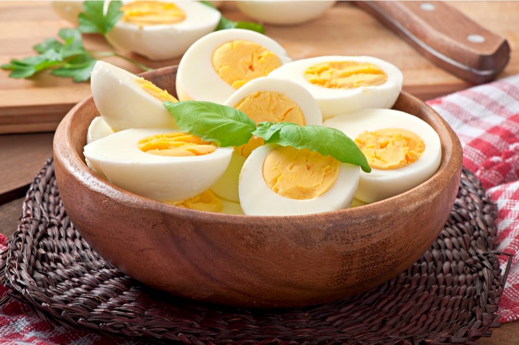 Hard-boiled eggs are a good source of protein.