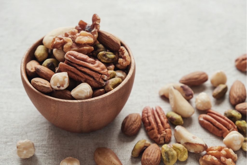 A bowl of mixed nuts.