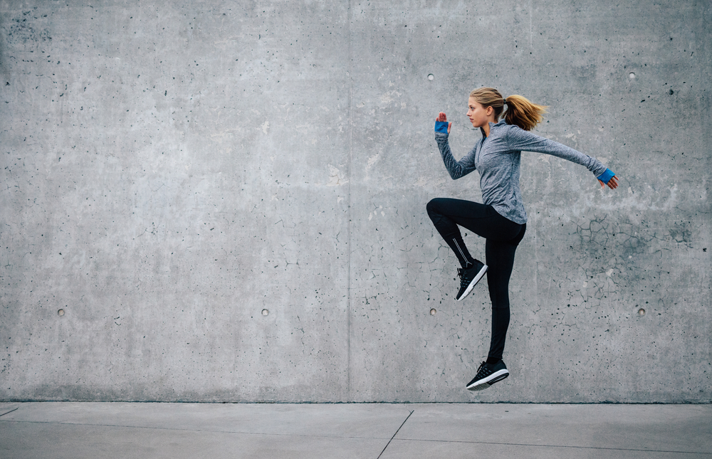 Woman jogging outside.