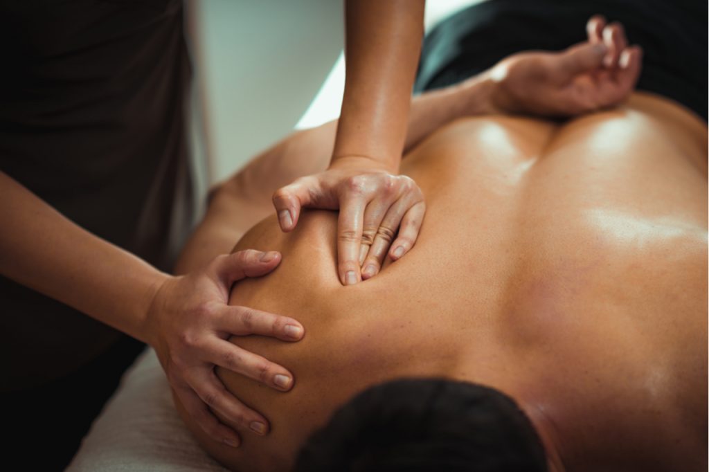 A man having a massage after a workout.