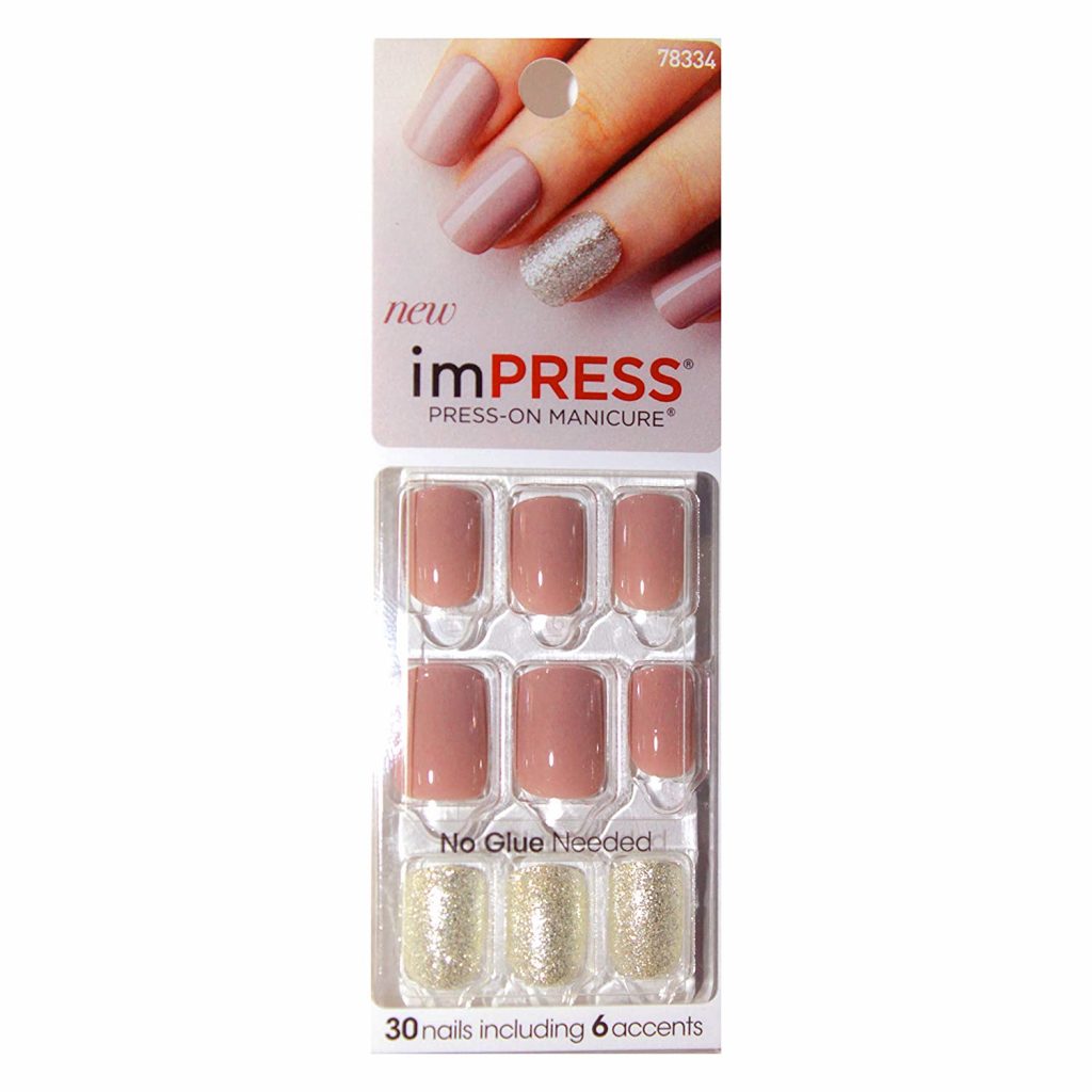 Impress by Kiss (1) Pack - Nude Nails with Silver Glitter Accents - So Firefly #78334