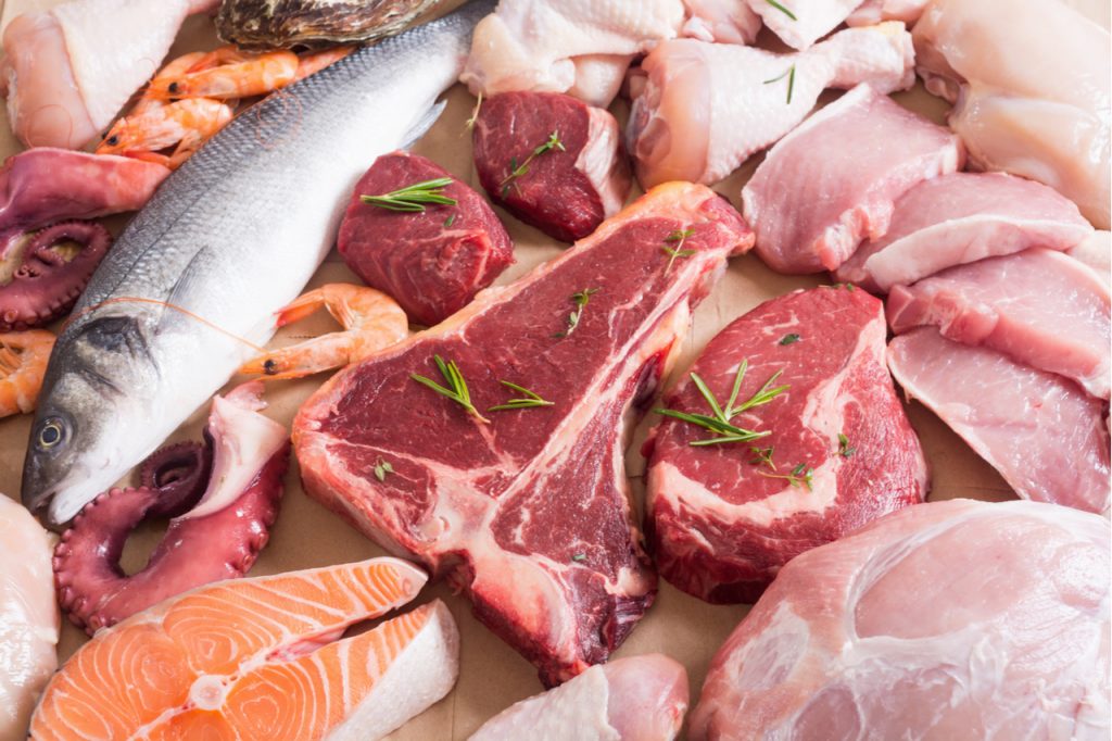 Assortment of meat and fish as natural sources of carnitine.