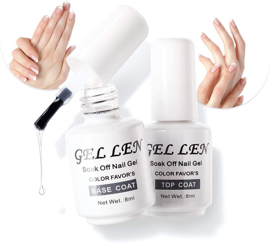 Gellen No Wipe Top Coat Base Coat for Gel Nail Polish - Long Lasting Nail Gel Manicure High Glossy Finish, 0.27 fl oz Each
