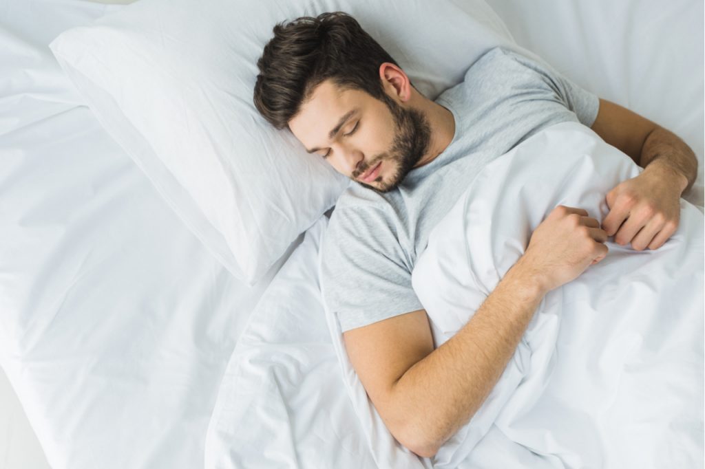 A man sleeping comfortably