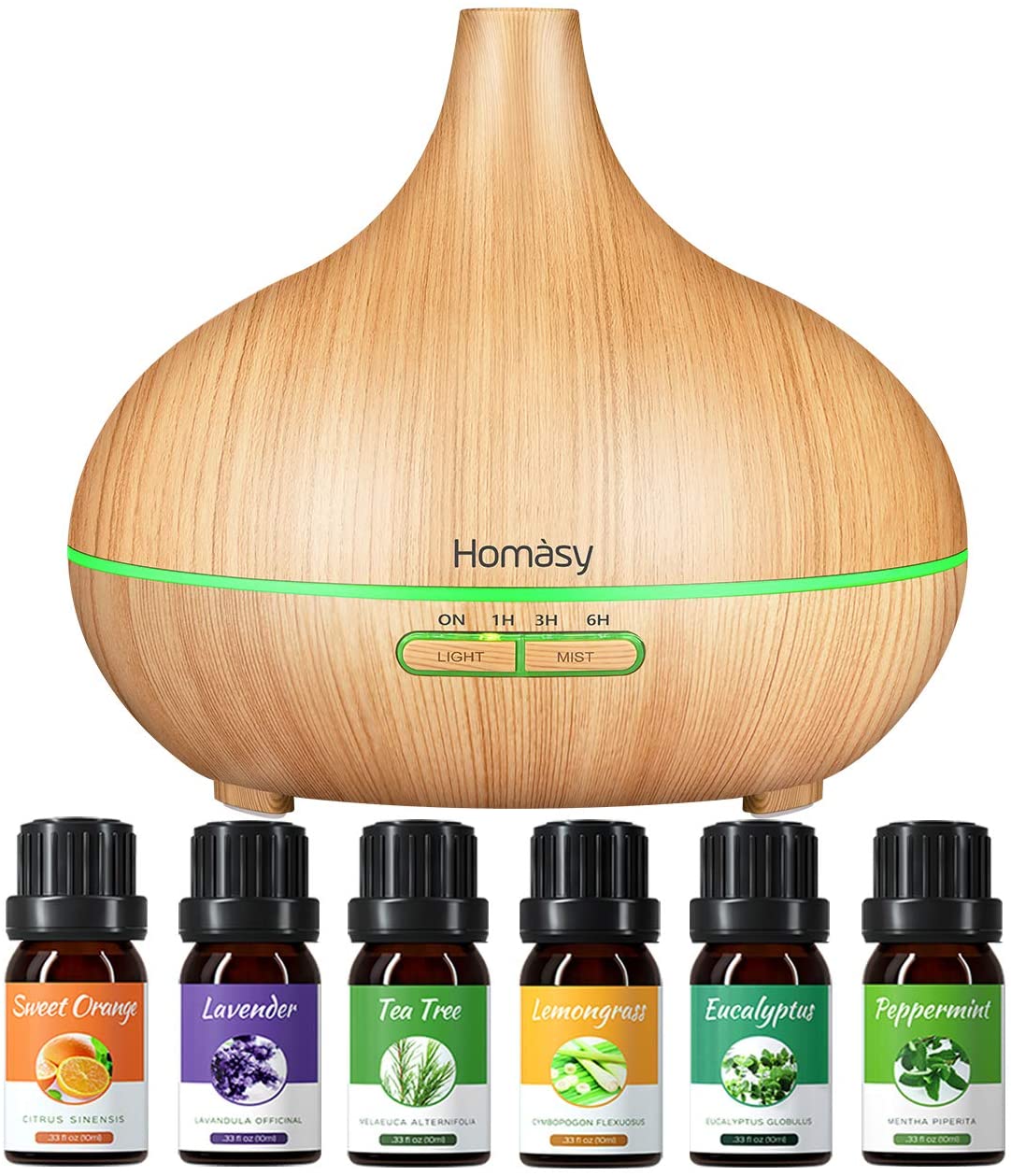Homasy Essential Oil Diffuser + Essential Oils