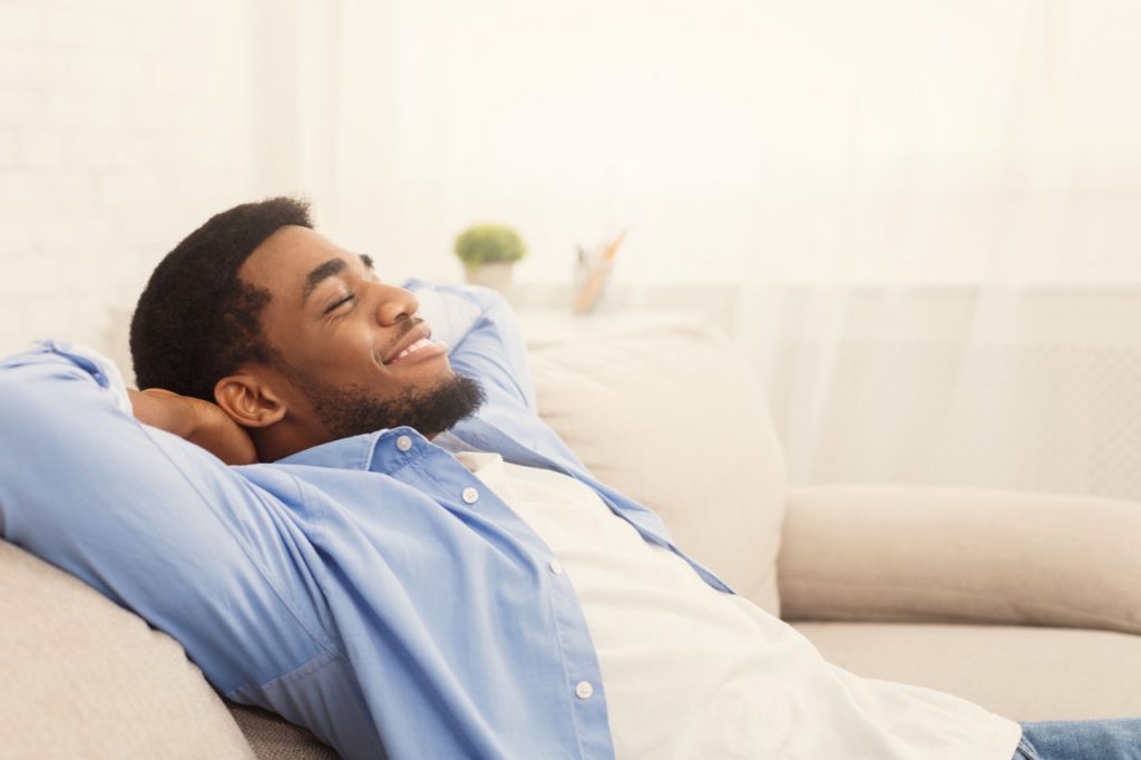 A man relaxing as part of positive attitude.
