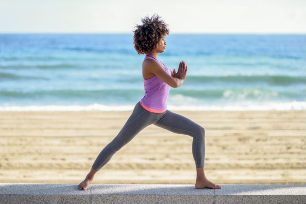 A woman doing her daily yoga exercise.