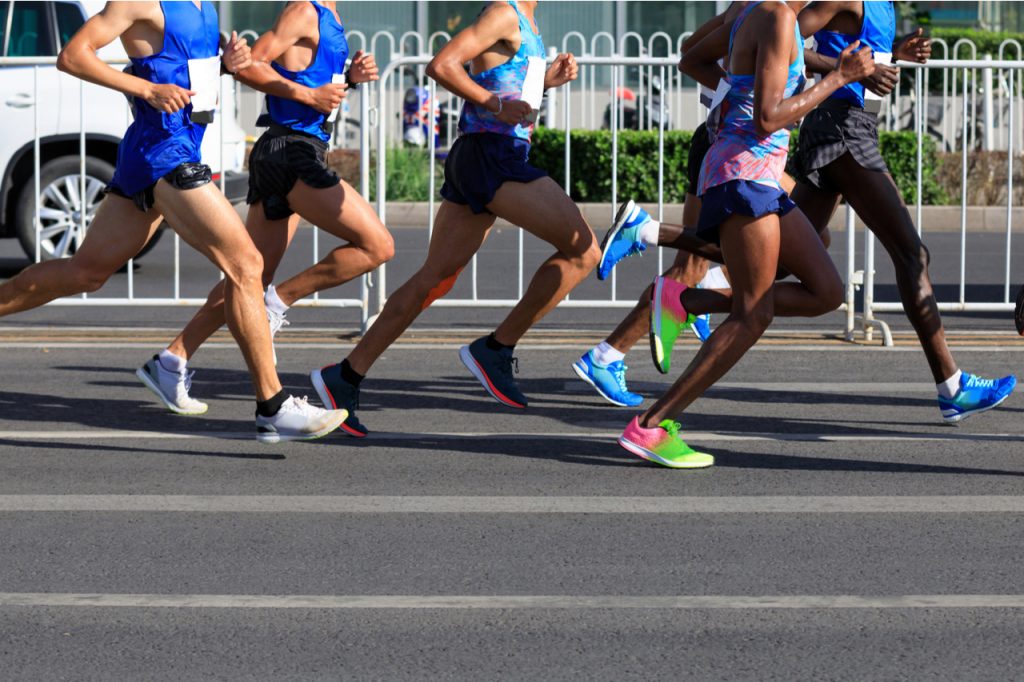 Group of people running.