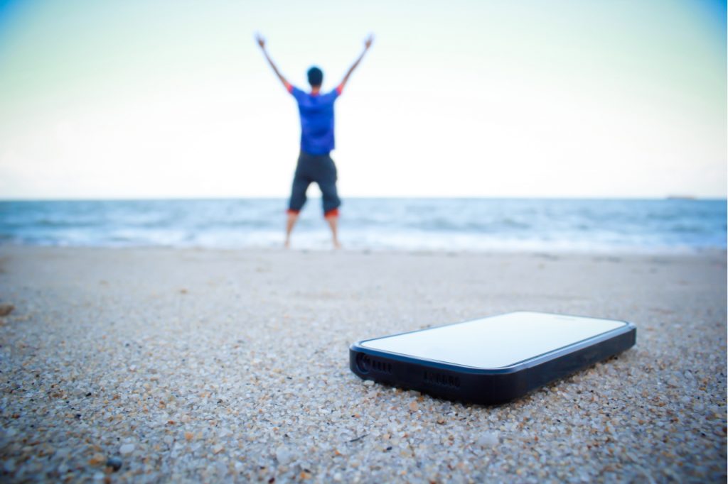 First step on how to get rid of anxiety is put smart phone on the beach sand and turn off it.