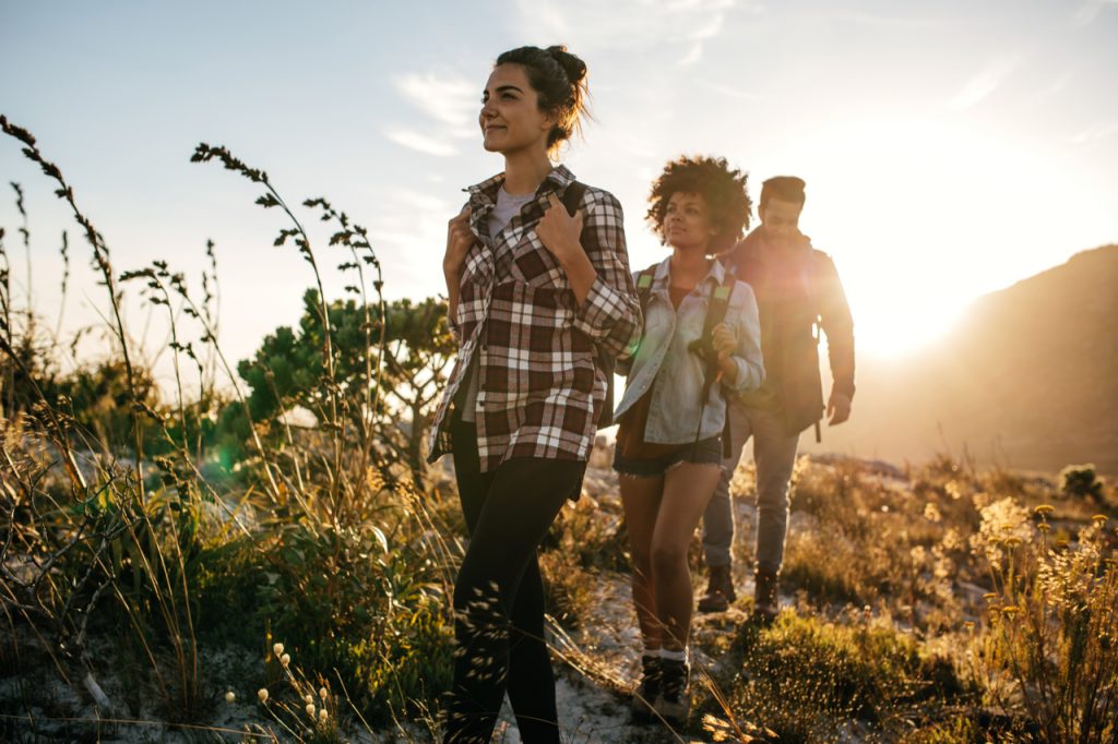 Group of friends hiking.