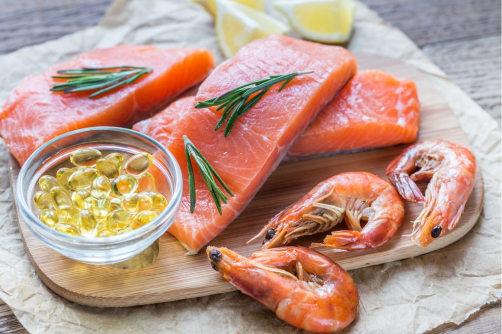Sources of Omega-3 acid on a plate.
