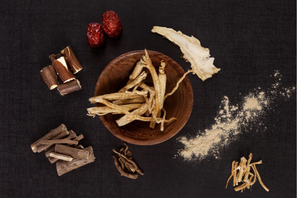 Traditional medical herbs from asia, alternative medicine.