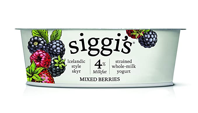Siggi\’s Icelandic Milk and Skyr Whole Milk Yoghurt, Mixed Berries, 4.4 Oz