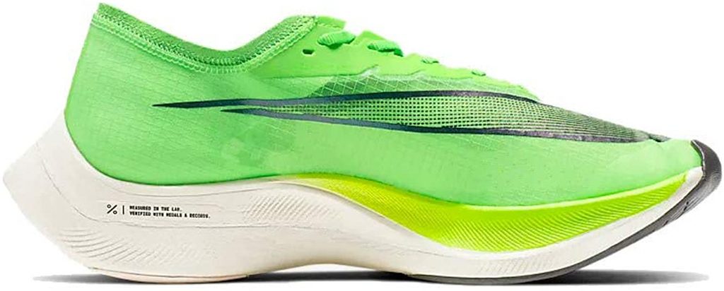 A closeup image of the side of Nike ZoomX Vaporfly NEXT%