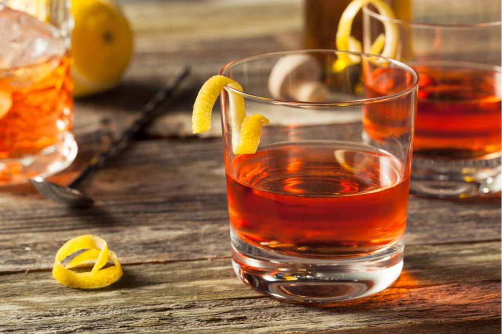 Homemade New Orleans Sazerac Cocktail with Bitters and Rye.