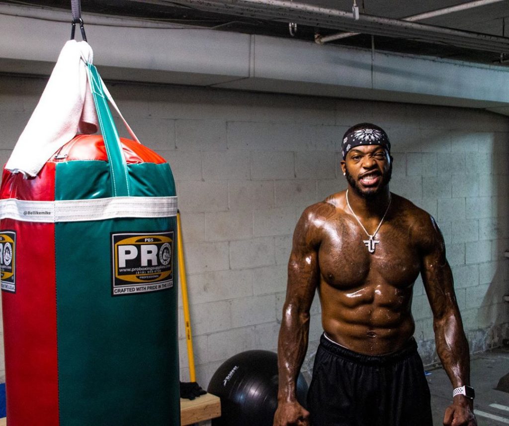 CJ Hammond looking all sweaty after his boxing workout.
