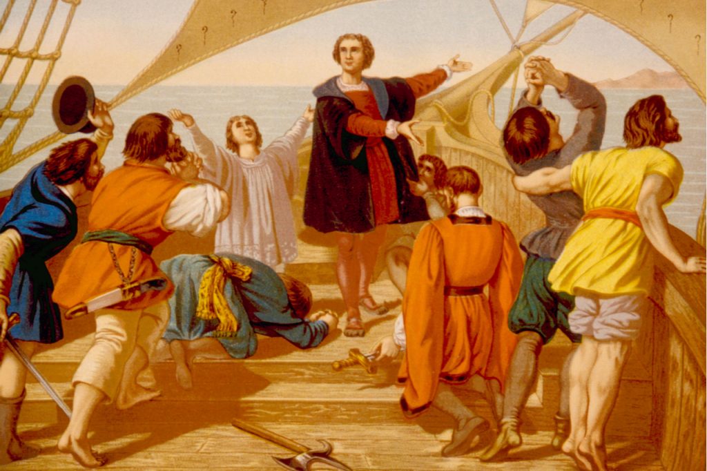 Christopher Columbus on his boat with his crew he was with during his exploration. What is Columbus Day?