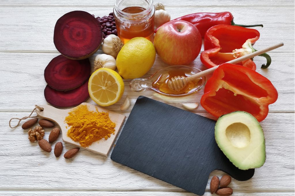 Concept of balanced nutrition for digestive health.