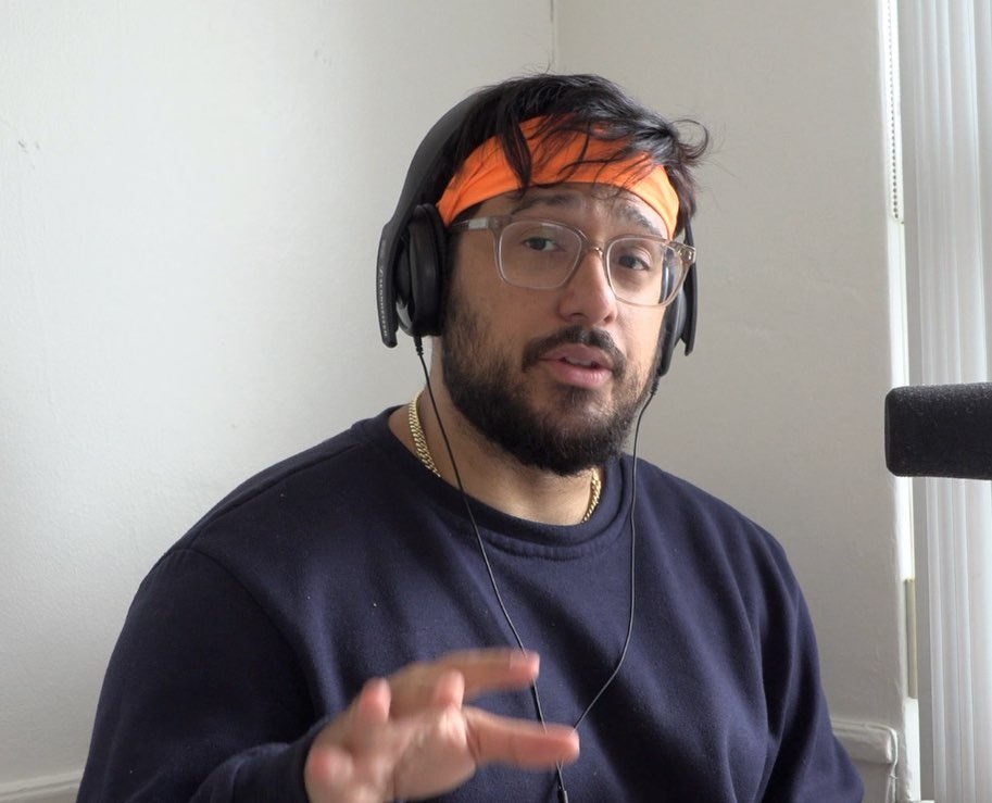 Danny LoPriore doing his podcast show.