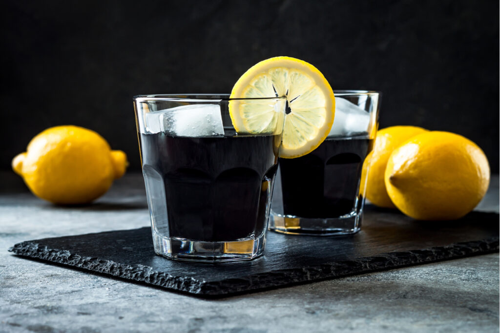 Detox activated charcoal black lemonade.