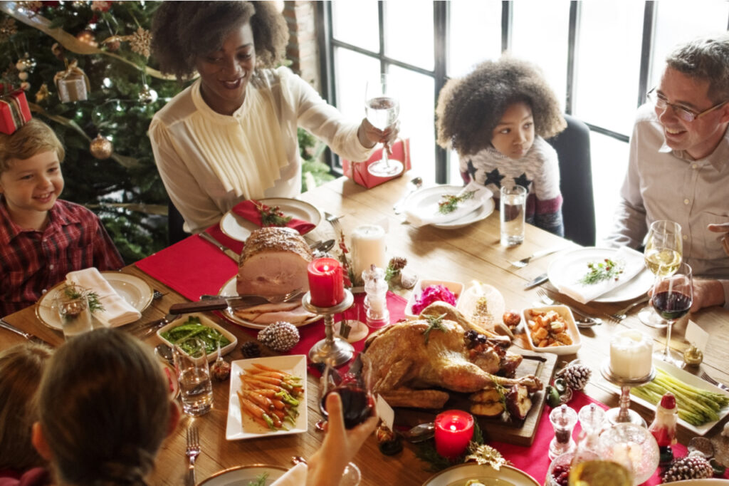 Family Together During Christmas Dinner