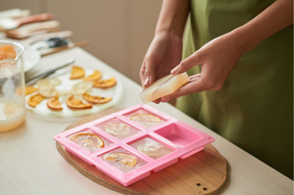 Woman making soap bars as ways to make extra cash.