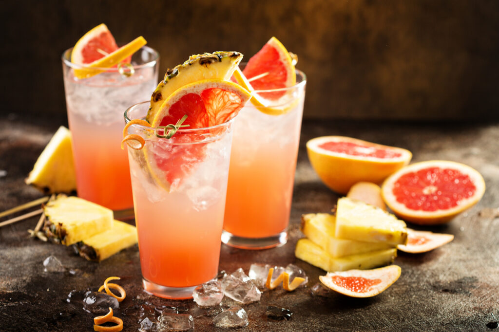 Grapefruit and Pineapple are good ingredients for a mocktail recipe.