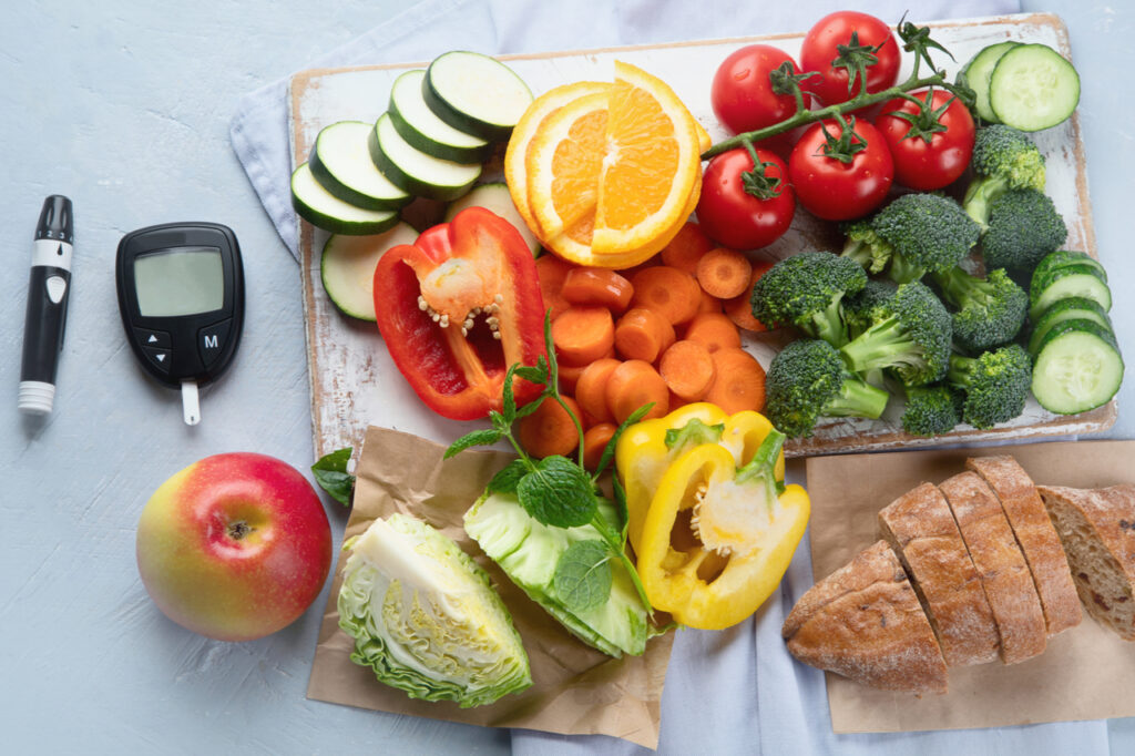 Low glycemic healthy foods for diabetic diet.