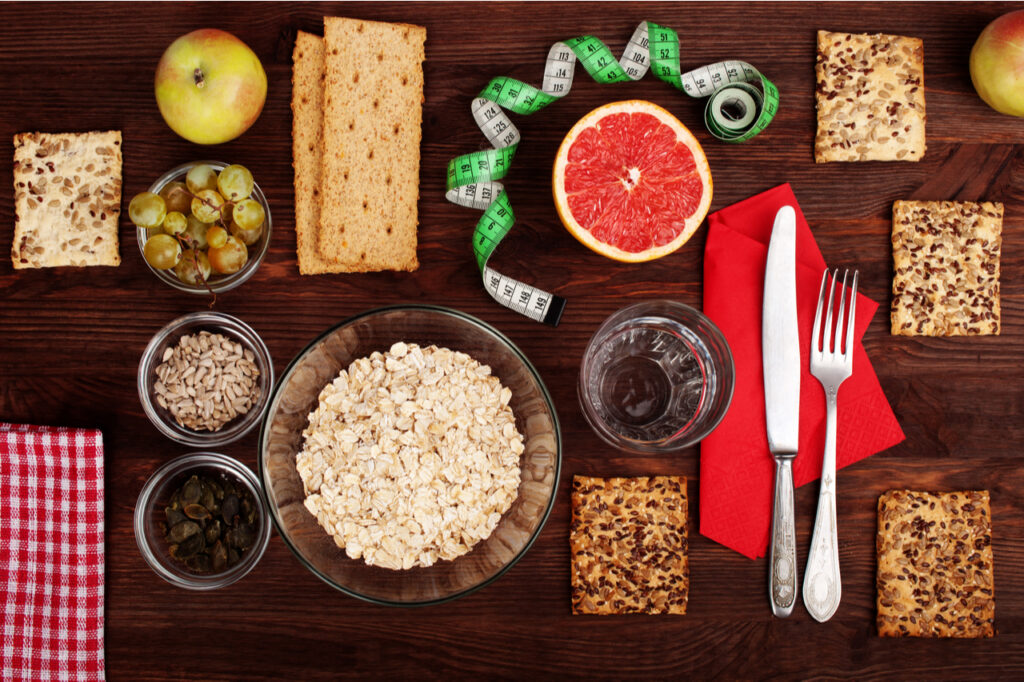 The concept of the classic diet breakfast.