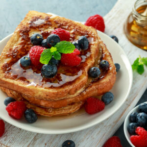 French toast with berries.