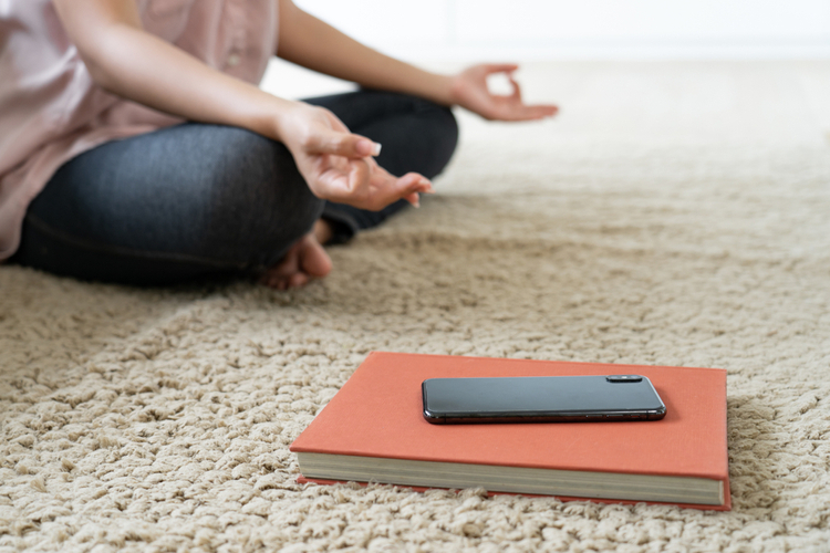 Yoga meditation and turn off mobile phone and disconnect internet.