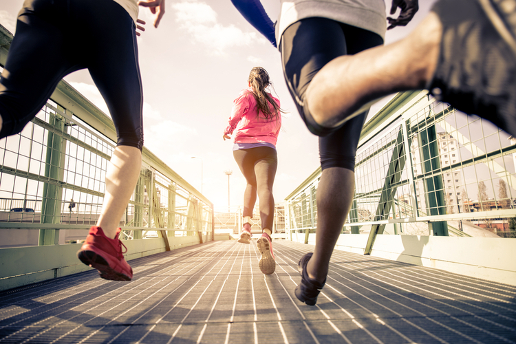 Sportive people training in a urban area.