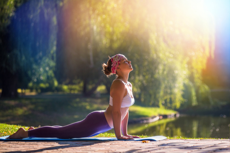 Woman doing yoga.