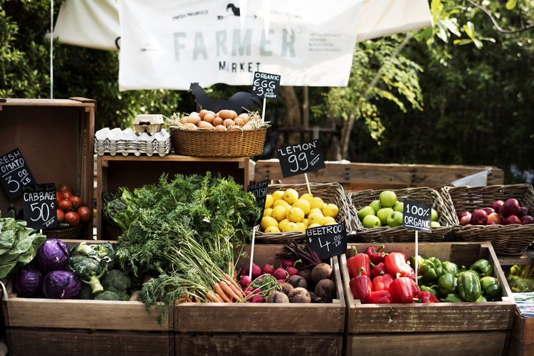 Organic fresh agricultural product at farmer market