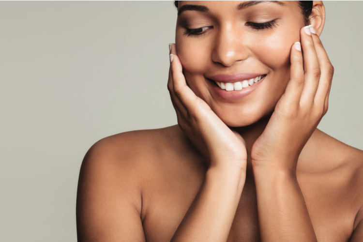 national healthy skin month: smiling young woman with clean and healthy skin