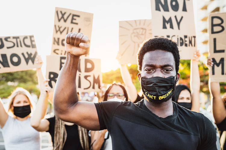 Black lives matter activist movement protesting against racism and fighting for equality