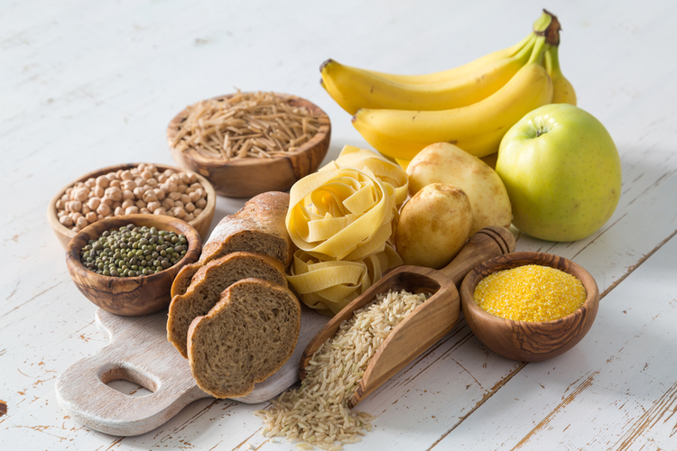 Selection of comptex carbohydrates sources on white background