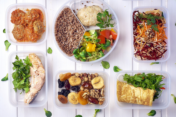 Healthy food in box.