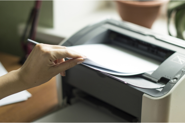 Process of the press of paper in the laser printer.