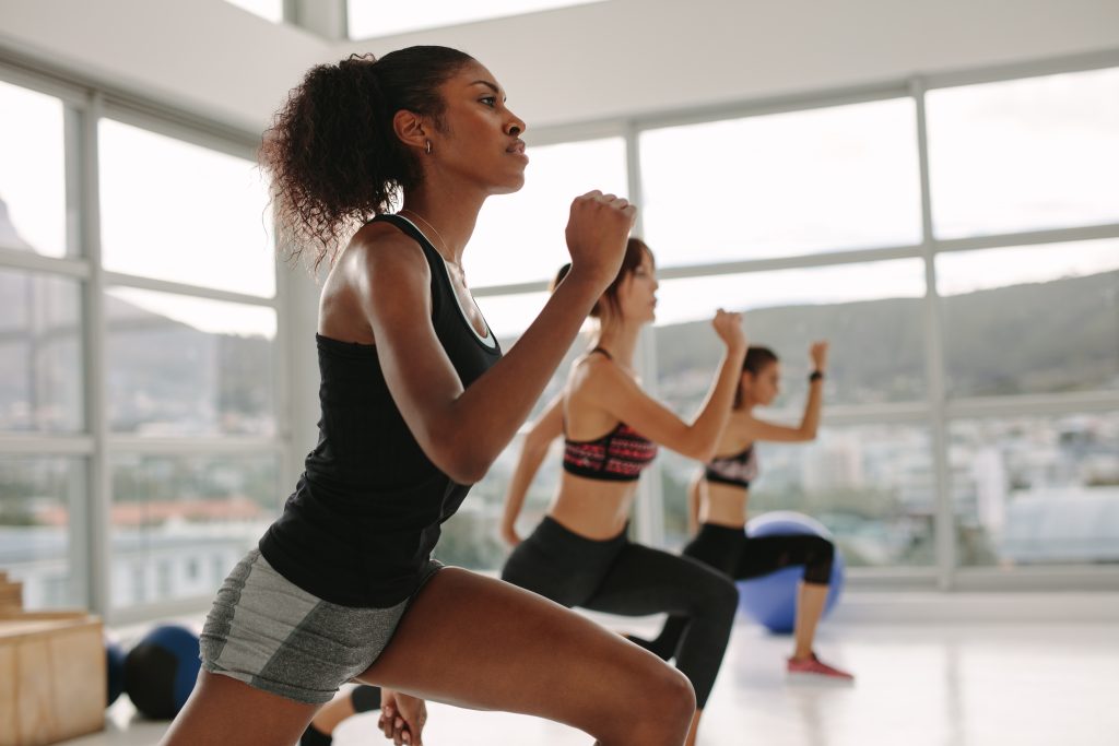 Group of women exercising together