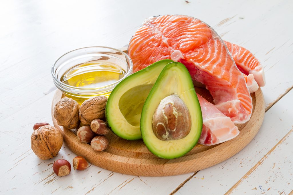 omega 3 fatty acids: avocado, salmon, nuts
