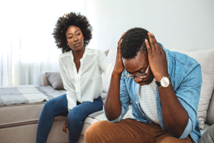 Angry Couple Having an Argument in Their Living Room.